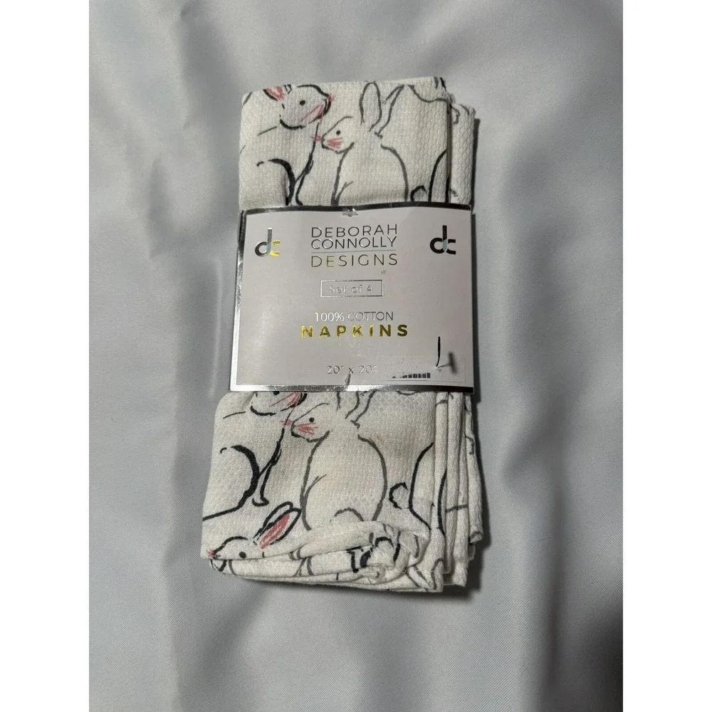Deborah Connolly Cotton Napkins Set Of 4 Bunnies Easter‎ Spring